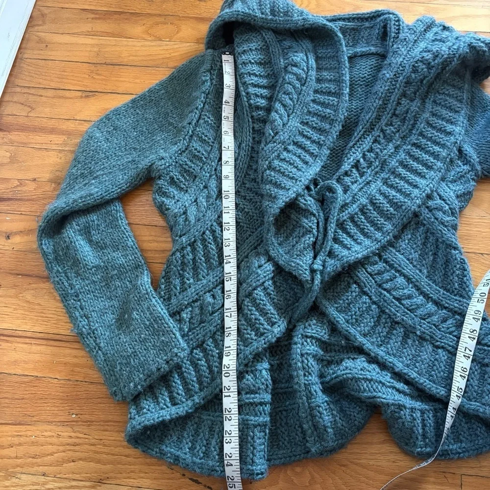 Elsamanda Dusty Teal Tie Front Cardigan Size Medium